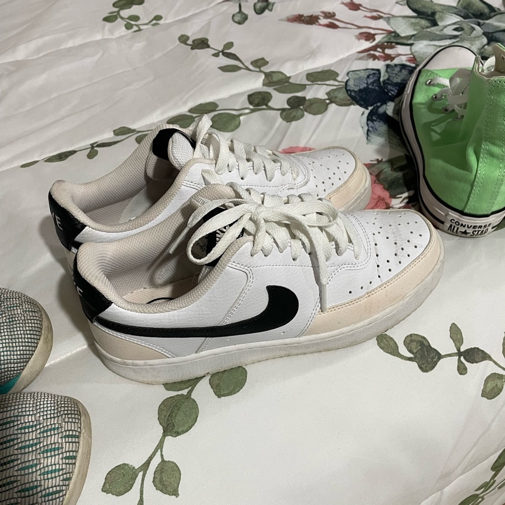 Nike White and Black Platform Sneakers